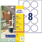 AVERY Zweckform 6227-10 Runde Etiketten (80 Klebepunkte, Ø65mm auf A4, runde Aufkleber zum Bedrucken, selbstklebende Produktetiketten, permanent haftende Marmeladenetiketten) 10 Blatt, weiß