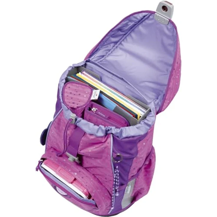DerDieDas Schulranzen ErgoFlex Light Set 6-teilig, ergonomisch, 22L Volumen, mit reflektierenden Materialien, Purple Unicorn pink – Bild 5