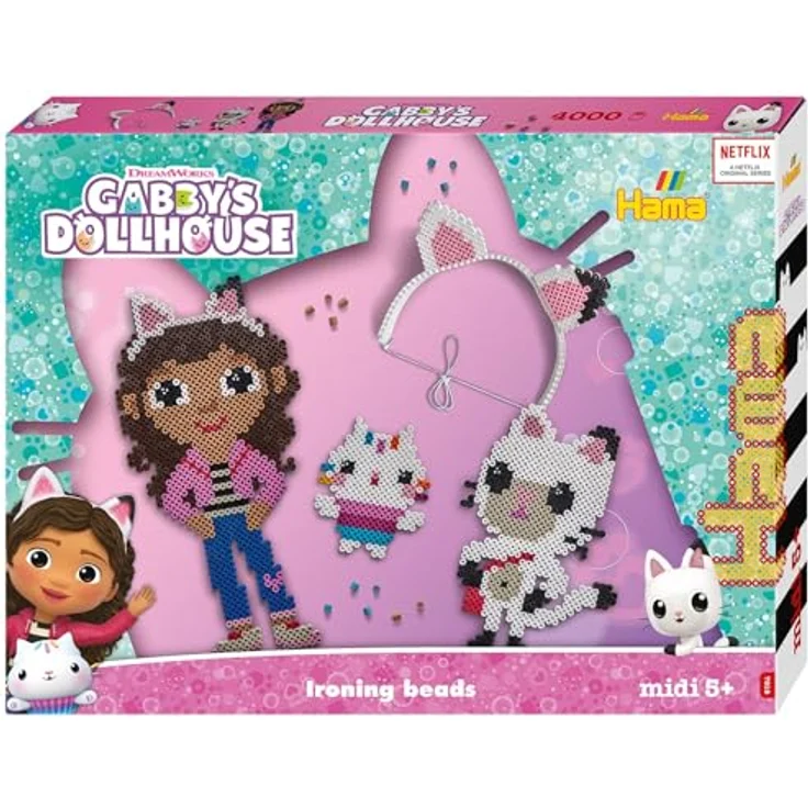 Dan Import Bügelperlen Hama Kreativset GABBY'S DOLLHOUSE, 4000 Perlen, bunte Bügelperlen für kreative Projekte – Bild 1