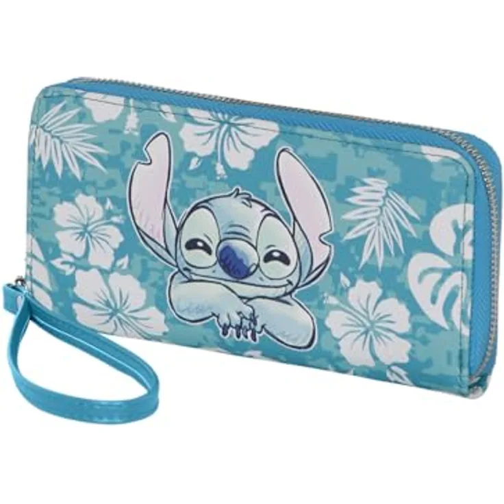 Karactermania Geldbörse Disney Lilo & Stitch, Portemonnaie mit 12 Kreditkartenfächern, 2 Geldschein-Fächern und Reißverschluss-Münzfach, 10 x 19 x 2 cm