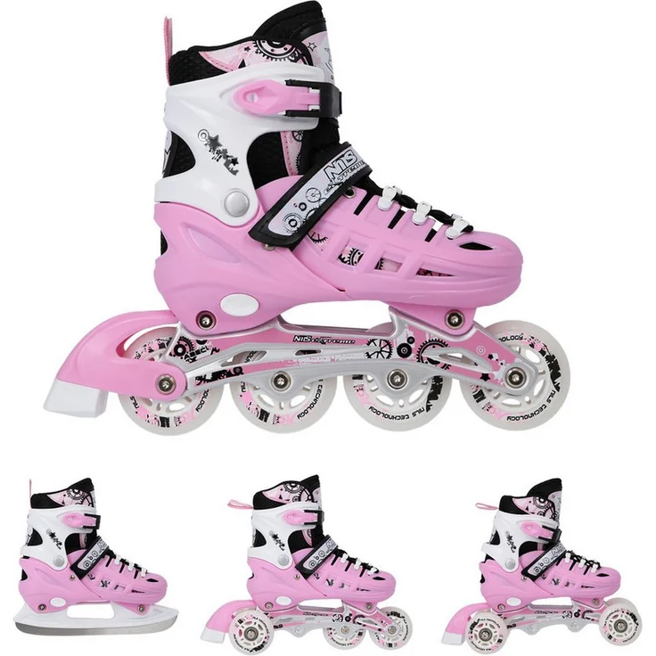 NILS EXTREME Inlineskates 4-IN-1 Inliner Schlittschuhe Rollschuhe Eishockey, verstellbare Größe und wechselbare Kufen – Bild 1