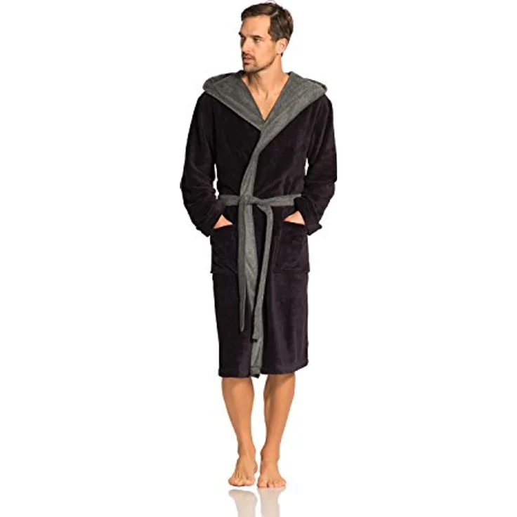 Vossen Poppy Bademantel unisex mit Kapuze, anthrazit, 45% Polyester, 35% Bambusfasern, 20% Baumwolle – Bild 1