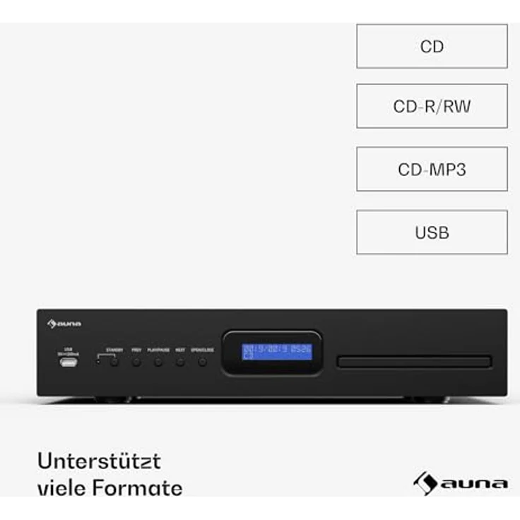 Auna Art22, HiFi CD-Player mit Slot-In Laufwerk, USB-Eingang, CD-MP3 Wiedergabe, 130 W Klangqualität, optische & koaxiale Ausgänge, Schwarz – Bild 3