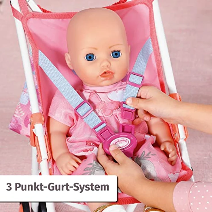 Zapf Creation 707470 Baby Annabell Active Stroller und Tasche - Faltbarer Puppenwagen mit Netz und 3-Punkt-Gurt, 62cm Griffhöhe in rosa. – Bild 4