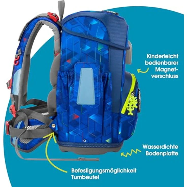 Step by Step Schulranzen-Set Cloud „Police Truck Charly“, 5-teilig, ergonomischer Tornister mit Reflektoren, höhenverstellbar mit Hüftgurt, blau, für Jungen ab der 1. Klasse, 19L – Bild 3