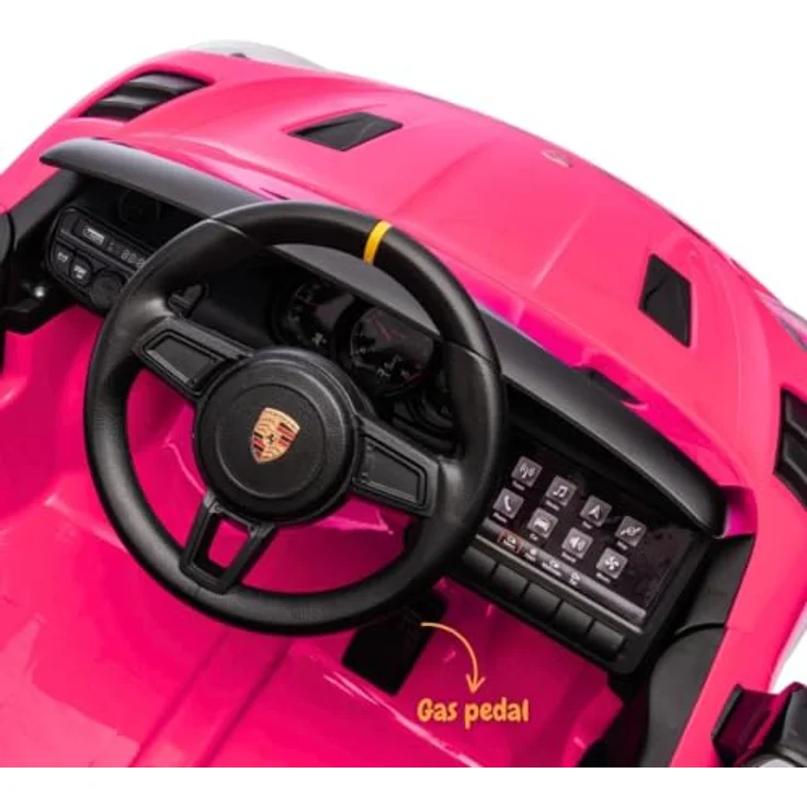 Vrooomy Kinder Elektroauto Porsche 718 Spyder RS, 12V mit Fernbedienung, rosa, für 1 bis 5 Jahre, MP3-Player, LED-Beleuchtung, Sicherheitsgurt – Bild 6