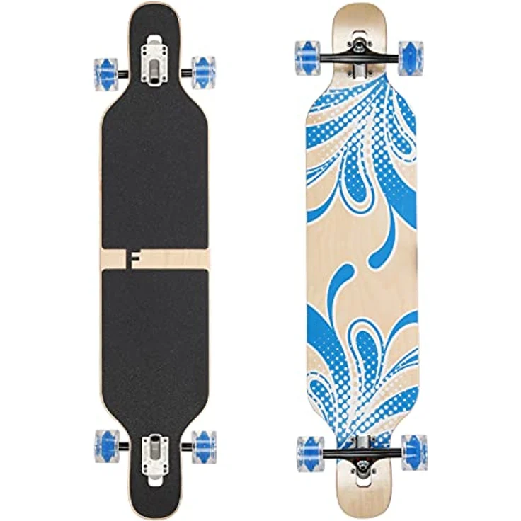 FunTomia Flex1 bis 122kg - Camber Longboard (blau Blume, Ahornholz) – Bild 1