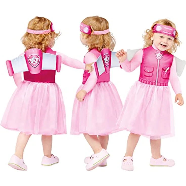 Amscan - Baby-Kostüm Skye aus Paw Patrol, Kleid, Flügel, Haarreif, Serie, Helfer auf vier Pfoten, Hund, Motto-Party, Karneval – Bild 5