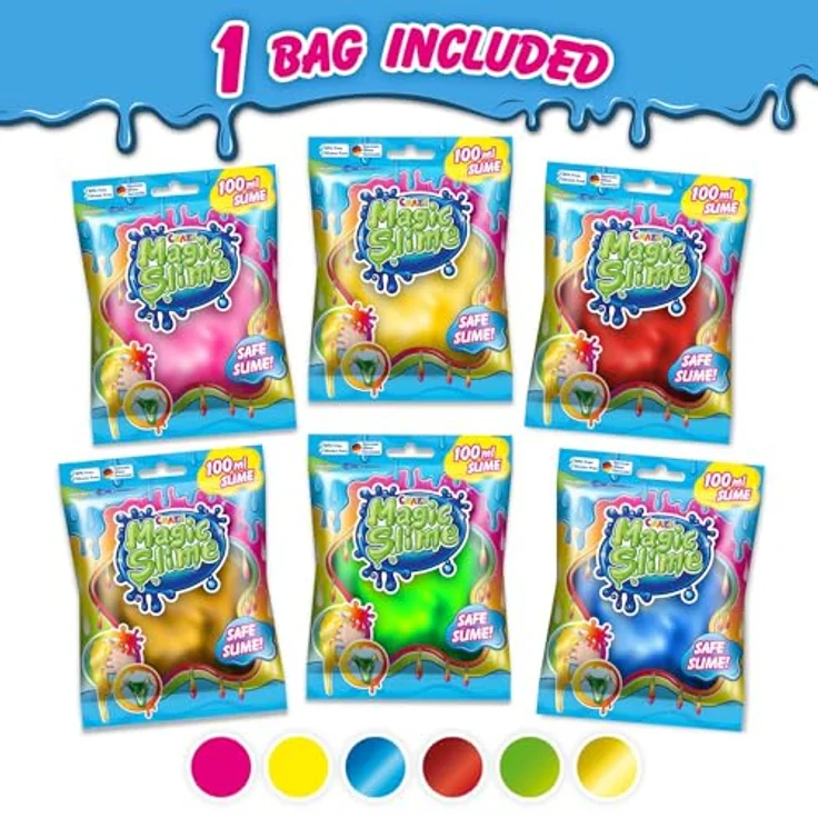 CRAze Magic Slime FOILBAG, Bunter Experimentierschleim für Kinder, 75 ml Beutel, 6 Farbvariationen – Bild 3