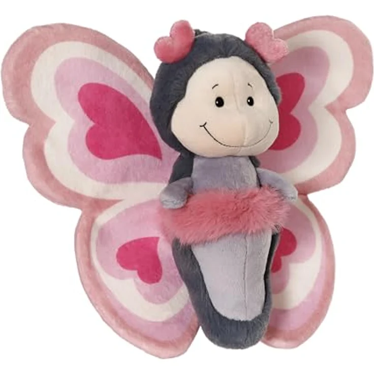 Nici Kuscheltier Love Schmetterling, 21 cm, plüschig in Grau-Rosa, abnehmbare Flügel, Geschenkbox, aus recyceltem Material – Bild 1