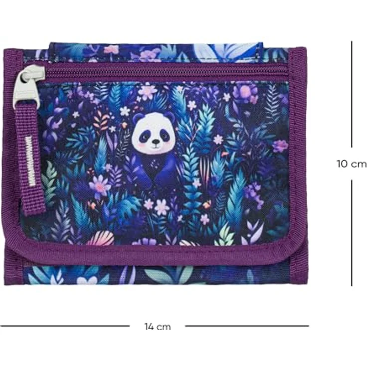 Baagl Brustbeutel Kinder - Geldbörse für Mädchen, Mini Portemonnaie mit Innenfächern und Reißverschluss-Münzfach, Jungle Panda – Bild 5