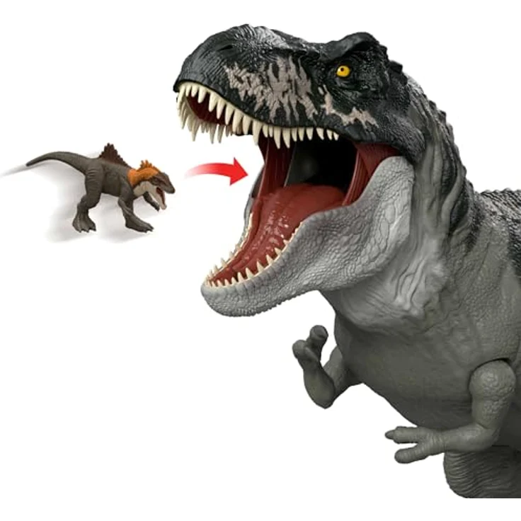 Mattel Jurassic World: Die Wiedergeburt T-Rex-Actionfigur, 99 cm groß mit 2 Angriffsbewegungen und beweglichem Design, JGB52 – Bild 3
