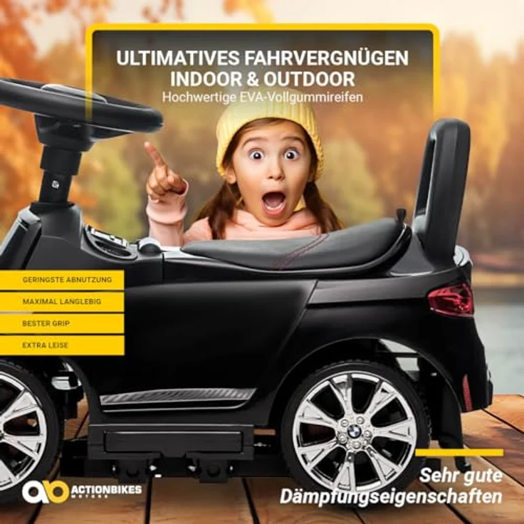 Actionbikes Motors BMW M5 Lauflernwagen, 3-in-1 Rutschauto mit Schiebestange und Soundmodul, sicher und bequem für Kinder ab 1 Jahr, Weiß – Bild 3