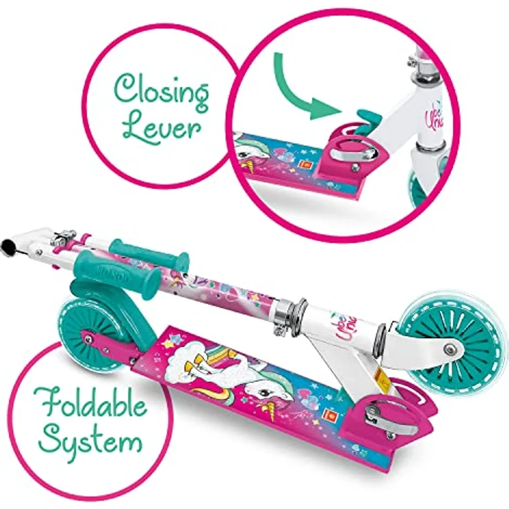 Mondo Toys Aluminiumroller UNICORN - verstellbarer Lenker - zusammenklappbar - 2 Räder - 28693 - für Jungen / Mädchen – Bild 3