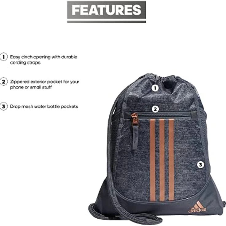 adidas Originals Unisex-Erwachsene Sackpack Alliance II-Rucksackbeutel, Jersey Onix/Rose Gold, OSFA – Bild 2