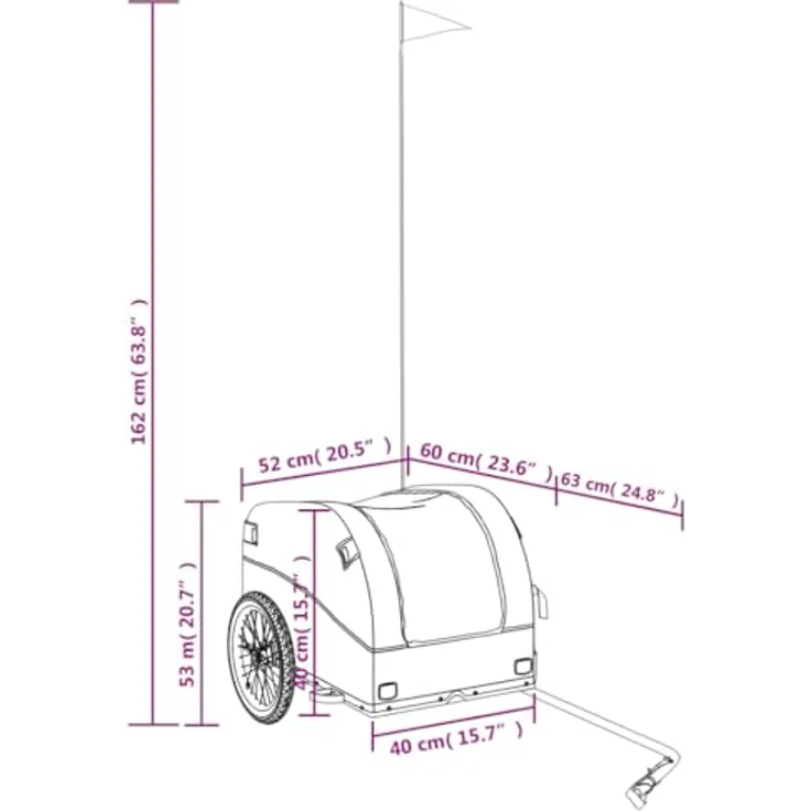 vidaXL Fahrradlastenanhänger Fahrradanhänger Schwarz und Grau 30 kg Eisen, Robustes Material, Praktisches Design, Cleveres Design – Bild 4