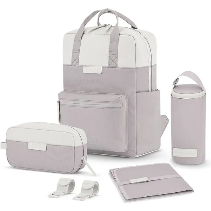 Kapten & Son Bergen Wickelrucksack Set 4 tlg. mit Laptopfach, grau, 100% Polyester, 28 cm x 11.5 cm x 39 cm