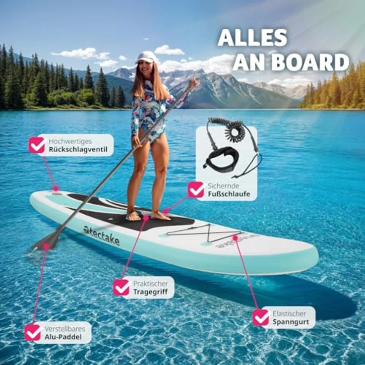 tectake SUP-Board Zenon, aufblasbares Stand-Up Paddle Board, Belastbarkeit 200 kg – Bild 3