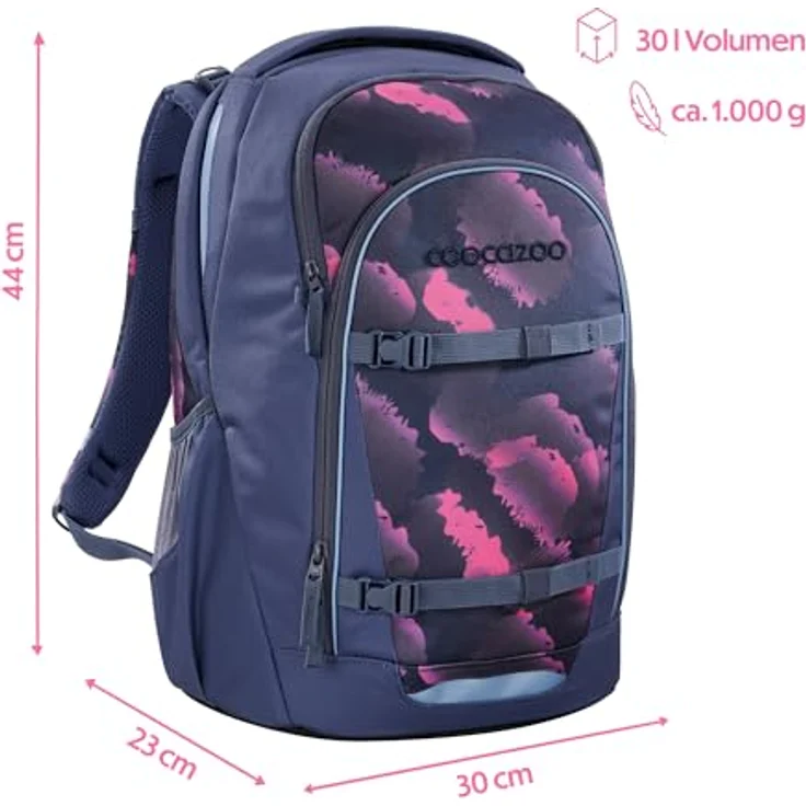 Coocazoo Every „Berry Marble“, ergonomischer Schulrucksack, höhenverstellbar, 30 Liter Volumen, lila-rosa, mit Brust- und Hüftgurt, ab 3. Klasse – Bild 2