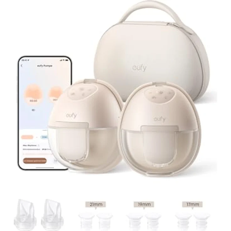 eufy Security Tragbare Milchpumpe S1 Pro, Elektrische Milchpumpe mit Wärmefunktion, Mobile Ladetasche, App-Gesteuerter Smart-Rhythmus, Superleise – Bild 1