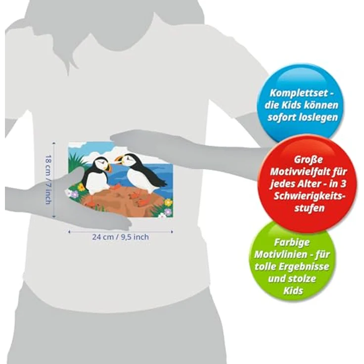 Ravensburger Malen nach Zahlen CreArt Papageientaucher, Malset mit 15 Acrylfarben für Kinder ab 9 Jahren, Made in Europe – Bild 6