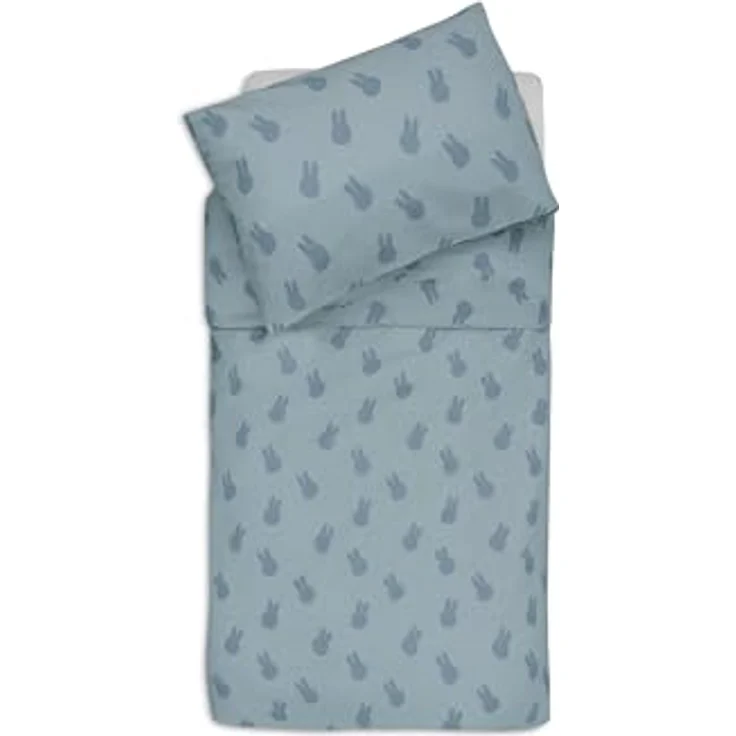 Jollein Kinderbettwäsche - Miffy Shadow, Sea Green - 100x140cm - 100% Baumwolle - Oeko-TEX Zertifiziert - Babybettwäsche mit Kissenbezug - Bettwäsche Set – Bild 1
