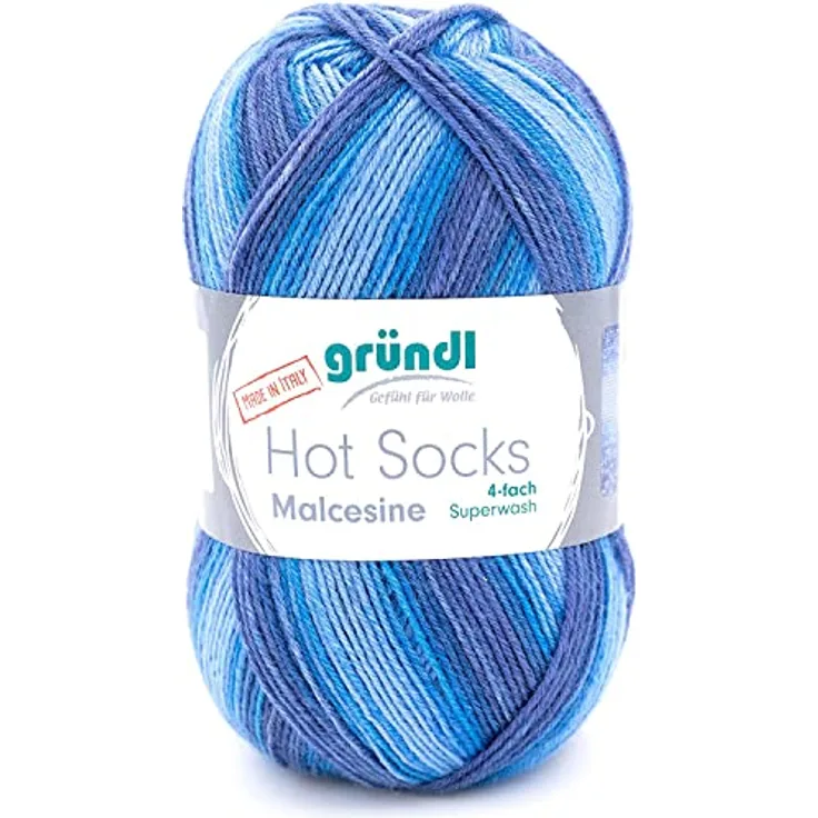 Gründl Hot Socks Malcesine (Sockenwolle aus 75% Schurwolle (superwash) und 25% Polyamid, Made in Italy, 4-fach Sockengarn, 100 g / 420 m, Nadelstärke: 2,5 mm - 3 mm, 1 x 100 g), ocean multicolor - Preisvergleich