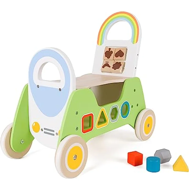 Classic World Lauflernwagen mit Puzzle, drehbaren Rädchen und Formen zum Sortieren, für motorische Fähigkeiten, bunt