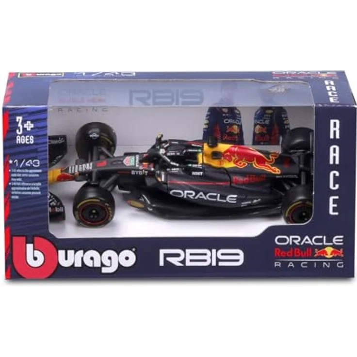 Bburago Red Bull Racing RB19 Max Verstappen #1 2023, Maßstab 1:43, realistische Nachbildung, offizielle Red Bull-Lizenz, empfohlenes Alter 3+ Jahre – Bild 1