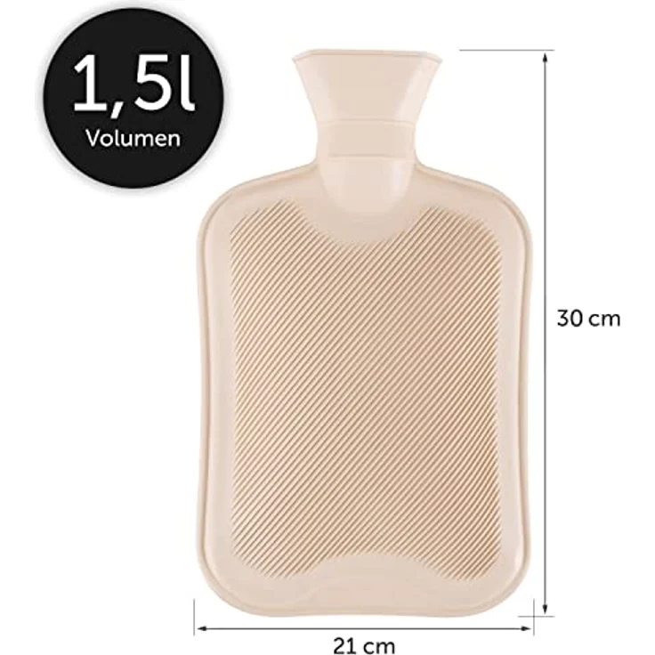 Blumtal Wärmflasche, Auslaufsichere Naturkautschuk-Wärmflasche mit Premium Vliesbezug in Samtoptik, 1,8 Liter, für Kinder und Erwachsene, bei 30 °C waschbar – Bild 4