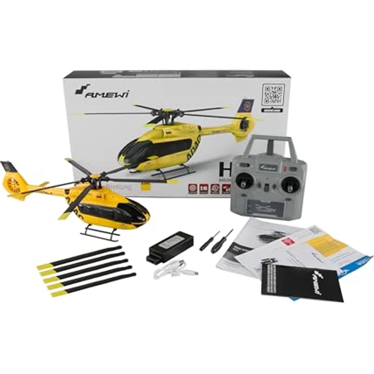 Amewi RC-Helikopter H-145 D-HYAR, Brushless 6-Kanal 6G RTF - LIZENZ, Fünfblattrotor, barometrische Elektronik, Auto-Start/Lande-Funktion – Bild 3