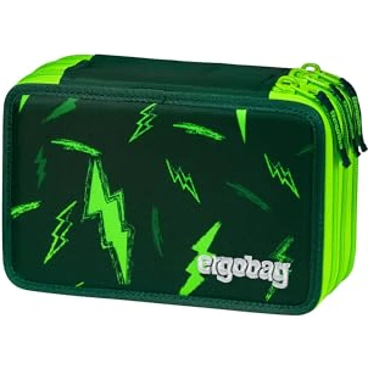 ergobag Maxi Mäppchen Set 40-Teilig, mit Lyra Bunt- und Filzstiften, Kleingeldfach, Lineal und Schere, Bärtastisch - Grün – Bild 1