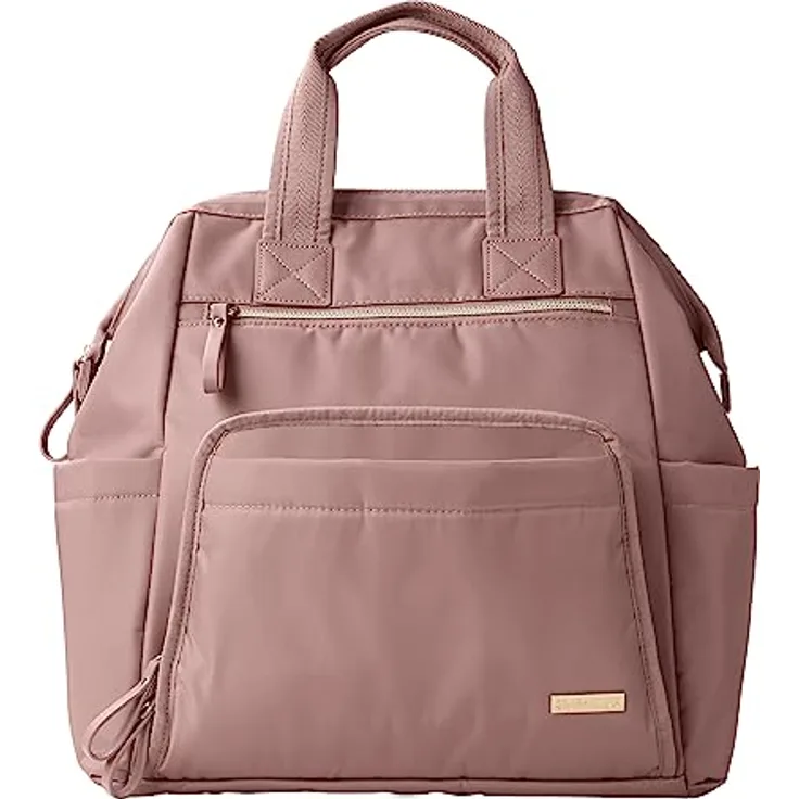 Skip Hop Mainframe Wickeltaschen-Rucksack, große Kapazität mit breiter Öffnung, Wickelunterlage und Kinderwagen-Befestigung, Dusty Rose, 17.5x6.25x13 cm