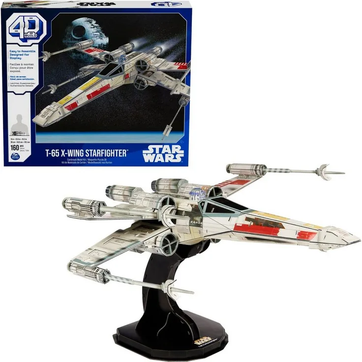 Spin Master 3D-Puzzle 4D Build - Star Wars - X-Wing Raumschiff, 160 Puzzleteile, hochwertiges Kartonmodell, filmgetreu, inklusive Kleber