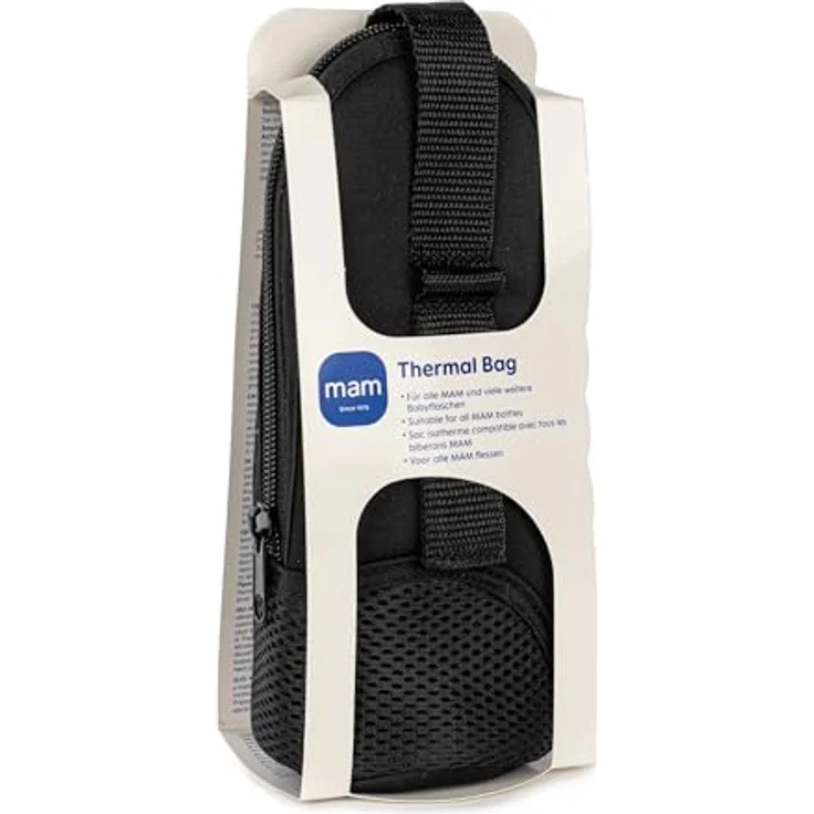 MAM Thermal Bag, Isoliertasche für Babyflaschen mit Neopren und Isolierschicht, hält Flüssigkeiten warm und kalt, schwarz – Bild 3
