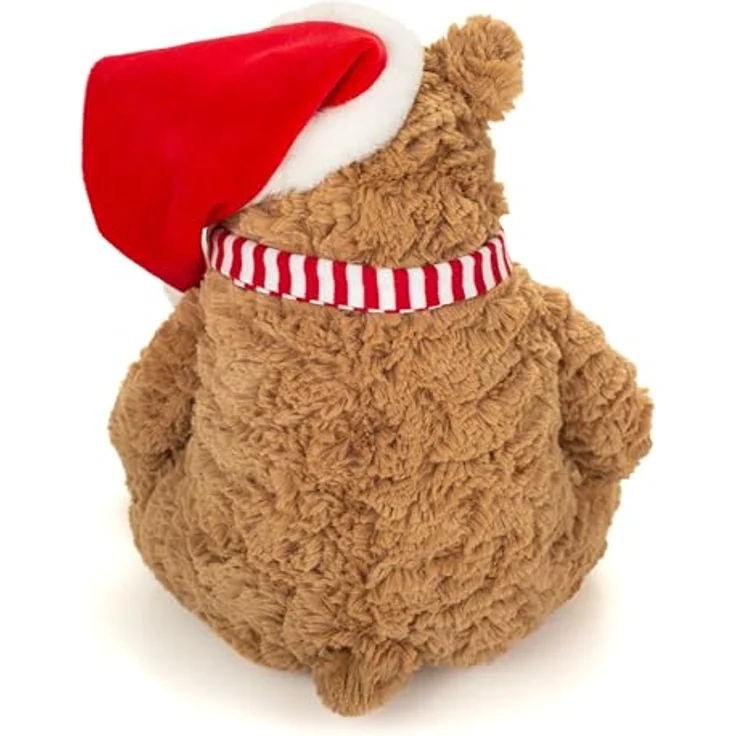 Teddy Hermann® Kuscheltier Braunbär Howard Christmas Edition, 34 cm mit roter Nikolausmütze und gestreiftem Schal – Bild 3