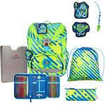 DerDieDas ErgoFlex Exklusiv Neon Schulranzenset 5-teilig Monster, ergonomisch mit atmungsaktiven Gurten, in Neon-Farben