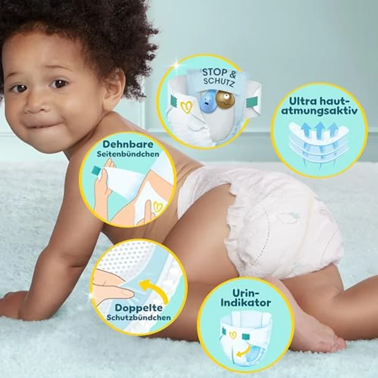 Pampers Premium Protection Windeln Gr. 3 Midi (6-10 kg), Monatsbox mit 204 St., 100% Auslaufschutz und luftzirkulierendem Innenvlies – Bild 6