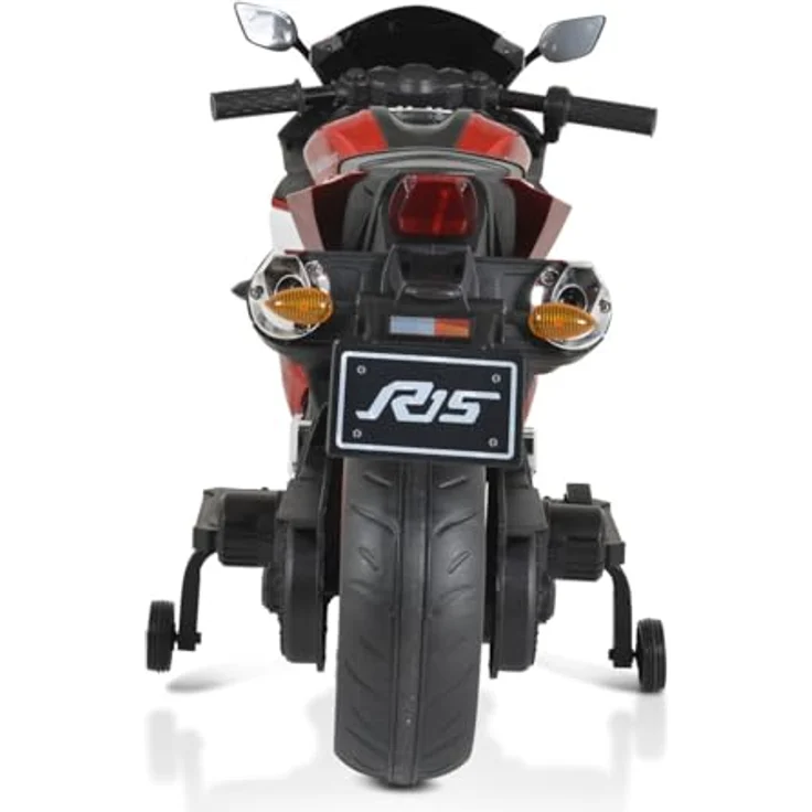Moni Elektro-Kindermotorrad Motocross, Belastbarkeit 30 kg, MP3-Funktion Bluetooth Stützräder Lichter, in Rot – Bild 5
