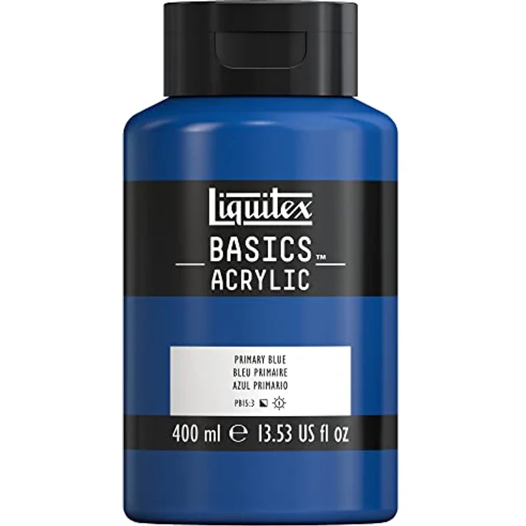 Liquitex Basics Acrylfarbe 400ml - Primärblau, monopigmentierte Künstlerpigmente, lichtecht, mittlere Viskosität, seidenglänzender Finish, Archivqualität – Bild 1