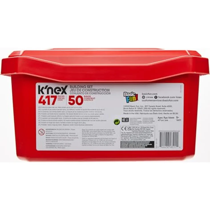 Basic Fun K'NEX 16511 Fantasie-Kreationsbereich 50 Modelle Baukasten, 417-teiliges pädagogisches Lernset mit Aufbewahrungsbox, Technik für Kinder, Konstruktionsspielzeug ab 5 Jahren, bunt – Bild 4