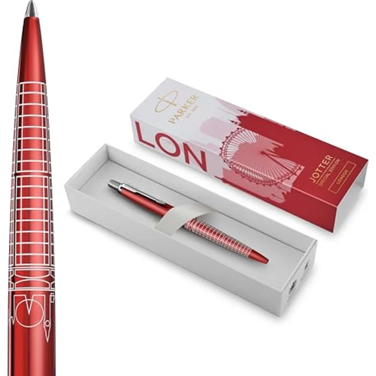Parker Pen Parker Jotter SE London, Kugelschreiber mit roter Lackierung, Lasergravur Londoner Skyline, limitierte Sonderedition – Bild 1