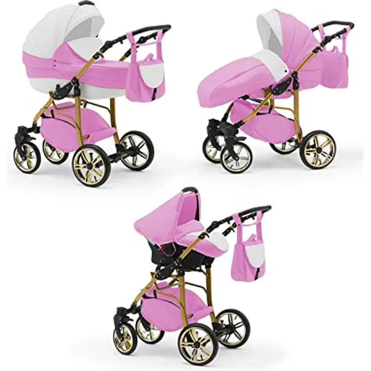 Elcar Kinderwagen-Set 4 in 1 Neo Gold inkl. Sportsitz und Autositz - 16 Teile - in 22 Farben