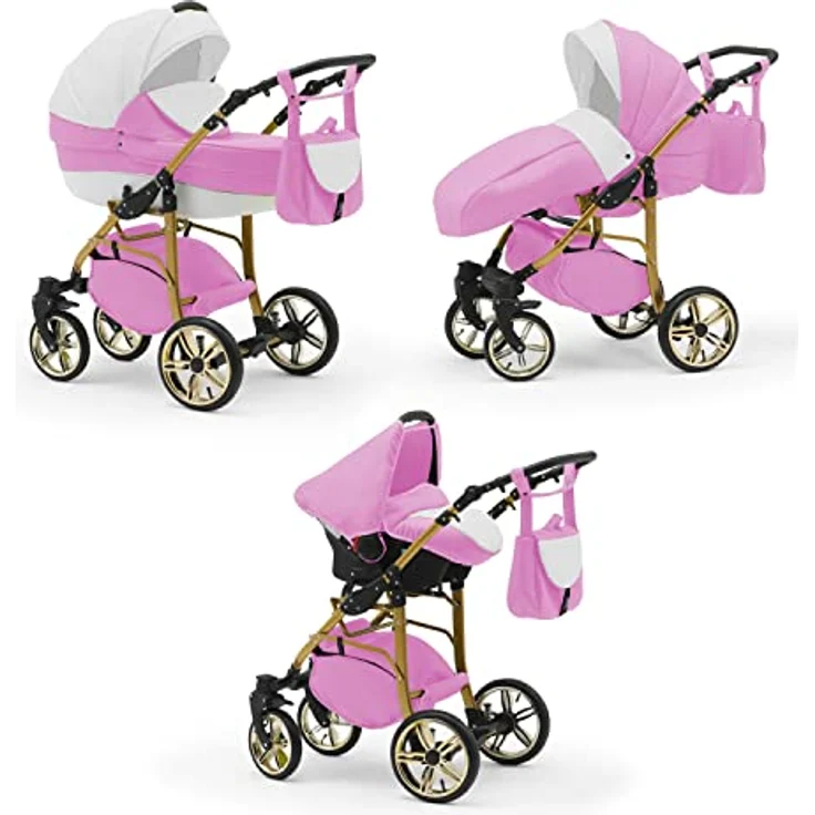 Elcar Kinderwagen-Set 4 in 1 Neo Gold inkl. Sportsitz und Autositz - 16 Teile - in 22 Farben – Bild 1
