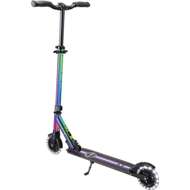 Globber Flow Element Lights, Klassischer Kinderroller mit LED-Rädern, Olive, für 100 kg, höhenverstellbar – Bild 2
