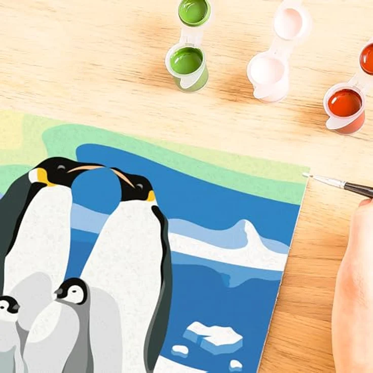 Ravensburger Malen nach Zahlen CreArt Pinguin-Familie, 15 Acrylfarben, Made in Europe – Bild 7