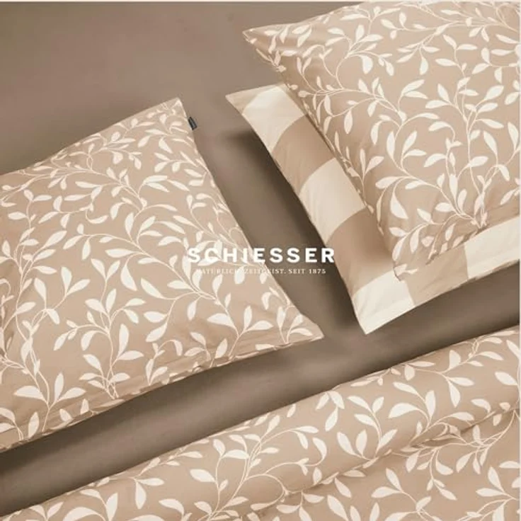 Schiesser Bettwäscheset Liliebeth | 2-teilig | Blumen | Renforcé | 100% Baumwolle | Oeko-Tex Zertifiziert | Reißverschluss | 135x200cm + 80x80cm | Sand – Bild 4
