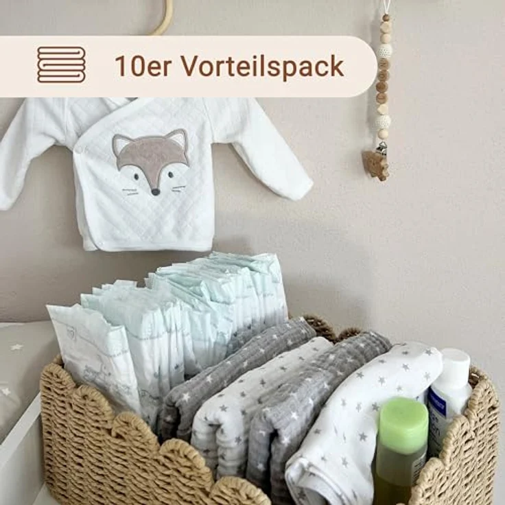 ZOLLNER 10er Set Spucktücher Sterne 5X grau 5X weiß 80x80 cm ohne Geschenkbox – Bild 4