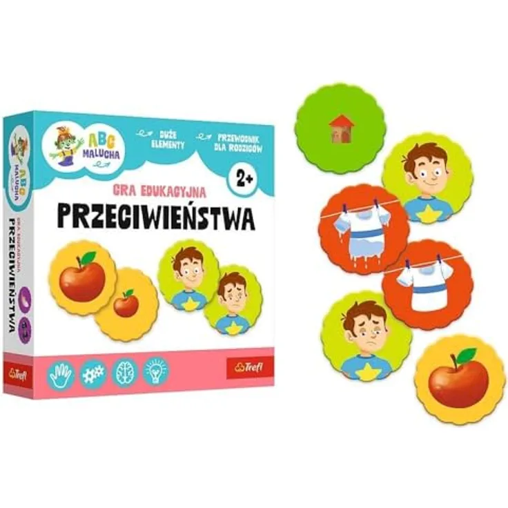 Trefl ABC Gegensätze, Lernspiel für Kleinkinder ab 2 Jahren, 24 Kartons, 1-4 Spieler, pädagogisches Spiel