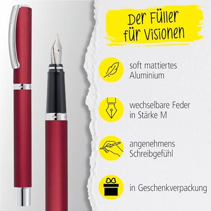 Online Pen Vision Füllhalter, eleganter Füllfederhalter aus mattiertem Aluminium mit Iridum-M-Feder in Geschenkbox – Bild 3